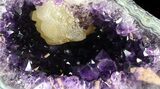 Dark Amethyst Crystal Geode With Calcite #37287-1